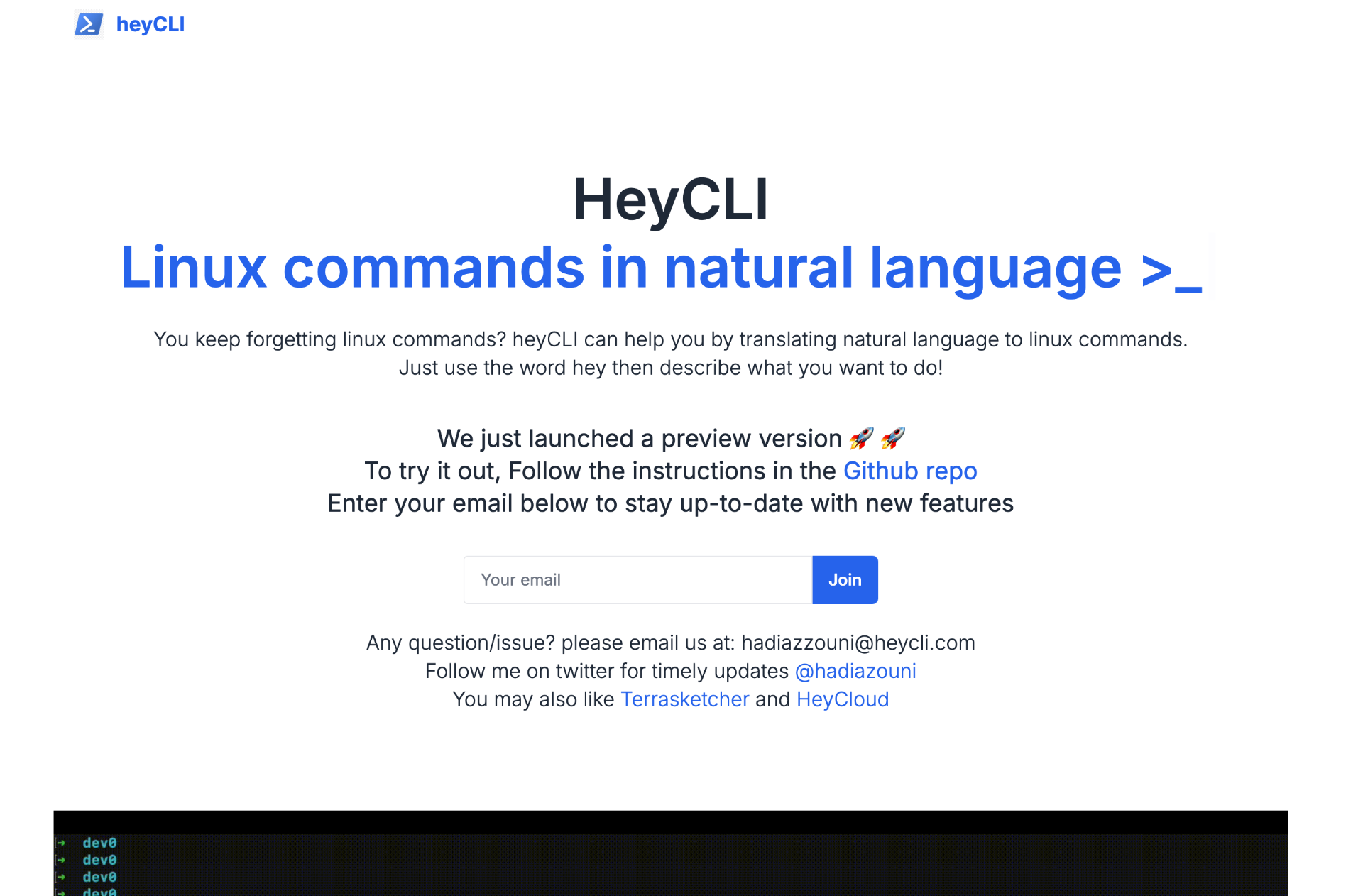 HeyCLI.com screenshot